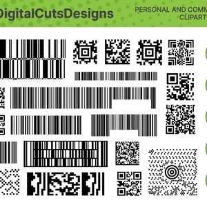 Reeks abstracte streepjescode sjablonen van scanner digitale codes voor sociale voorzien van een netwerk, markt, betalingen en ontwerp