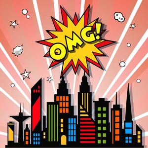 Superhero City skyline landscape, 6.9*4 feet,superhero buildings, building City silhouette PNG SVG skyscrapers superhero city Urban SVG