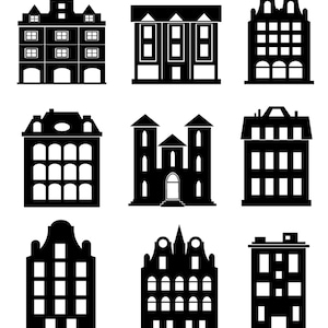 City silhouette, city skyline, building silhouette, city clipart, skyline clipart, house clipart, town clipart, city SVG, city PNG