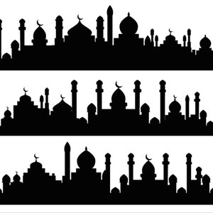 Skyline city east Asian mosque Ramadan buildings block clipart and buildings SVG silhouette city PNG mosque clipart Ramadan city buildings