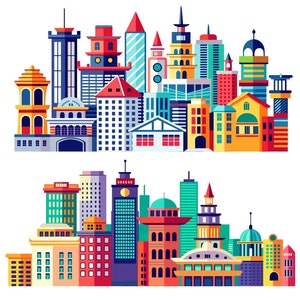 Superhero City Skyline Clipart: PNG SVG PDF (Digital Download)