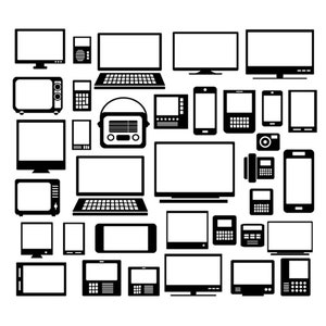 Computer Silhouettes Clipart, Computer clipart, TV silhouettes, monitor clipart, TV graphic, monitor svg, Computer cut file, PNG Computer