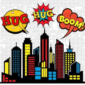 Superhero City skyline landscape  superhero buildings building City silhouette PNG SVG skyscraper superhero city Urban PDF files