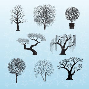 Tree Silhouettes Clipart, tree clipart, tree silhouettes, family tree clipart, tree graphic, family tree svg, tree cut file, olive tree