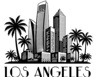 19 PNG/JPG Los Angeles Wall art  Skyline Silhouette Modern Urban T-Shirt Design Art