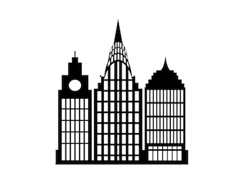 Clipart silhouette de ville : bâtiments urbains PNG, SVG, EPS (téléchargement numérique)