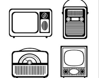 Retro TV Radio Silhouette Clipart, Vector Files (svg, png, pdf, eps)