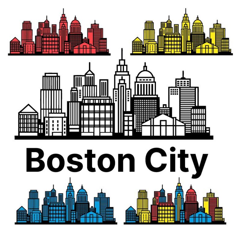 Boston City Skyline Vector Art (digital Download) – Urban Architecture ...