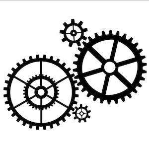 Sylwetka mechanizmu kół zębatych przezroczyste tło pliku clipartu sylwetki mechanizmu kół zębatych svg, png, eps