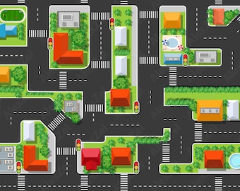City Map PNG SVG  Seamless Pattern: Top View Street, Road (Digital Download)