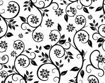Clipart vectoriel transparent Silhouette florale (téléchargement numérique)