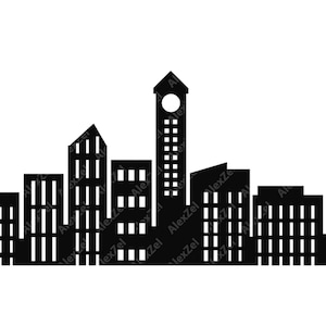 City skyline clipart, superhero buildings, and building City silhouette PNG SVG Clip art of skyscrapers and superhero city constructions image 2