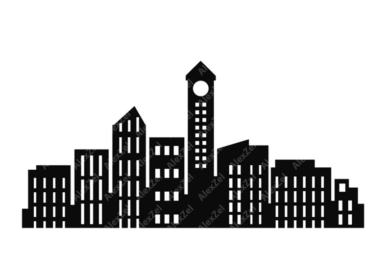 City skyline clipart, superhero buildings, and building City silhouette PNG SVG Clip art of skyscrapers and superhero city constructions image 2