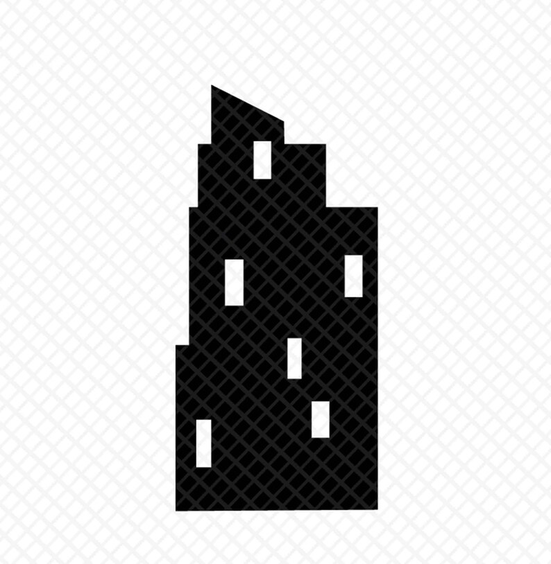 Peut inclure: Silhouette noire d'un immeuble haut avec plusieurs fen&ecirc;tres.