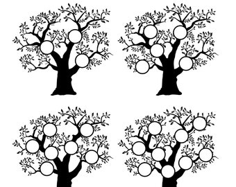 Family Tree Clipart: Genealogical Silhouette Template (Digital Download)