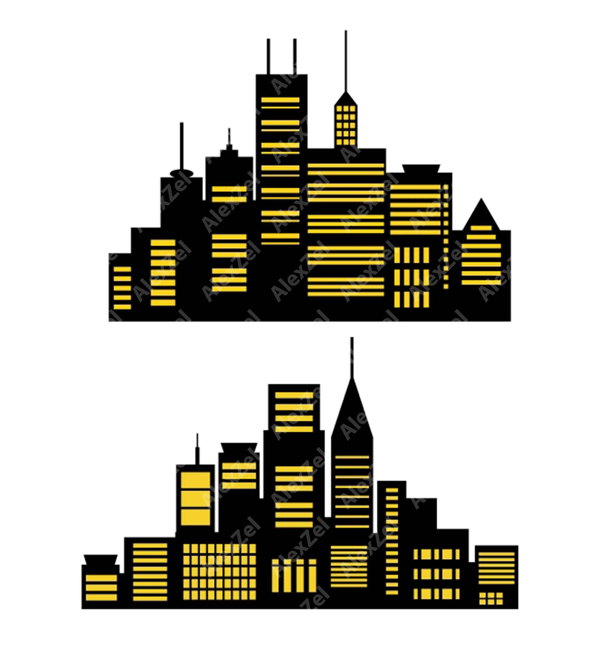 Skyline city 6.5*4 feet, superhero buildings block clipart and buildings SVG silhouette city PNG Skyscraper clip art superhero city building