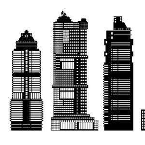 Industrial downtown skyscrapers clipart building facility silhouetted house clipart, town clipart, city SVG, city vector
