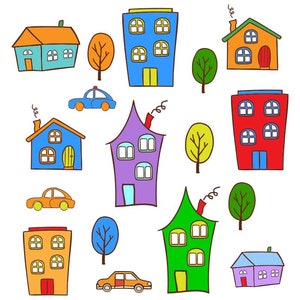 Houses Clipart  Home city  cute houses clipart and Cute Homes Clipart for Commercial Use neighborhood houses  homes  House  and Cute House