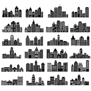 City silhouette set, 3*7 feet each set, city skyline, building silhouette, city set, skyline, house set, town SVG, city SVG, city PNG