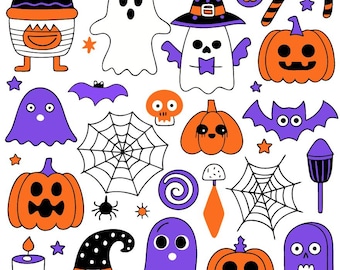 29 PNG SVG Halloween character and spooky element doodle collection