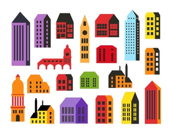 Skyline city  superhero buildings block set  buildings SVG silhouette city PNG Skyscraper clip art superhero city buildings