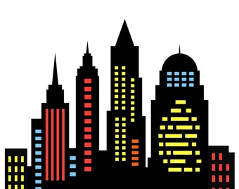 City skyline clipart, superhero buildings, and building City silhouette PNG SVG Clip art of skyscrapers and superhero city constructions