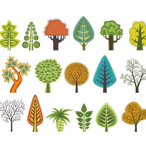 Colorful Tree Clipart Set: Forest SVG, Vector Graphics (Digital Download)