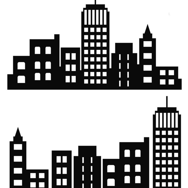 Superhero buildings block clipart and landscape set  silhouette city skyscraper clip art are available for prints and crafts PNG, SVG, DXF