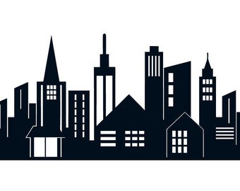 City Skyline Silhouette Vector – Urban Landscape Clipart (svg, eps, pdf, png, jpg, ai, psd