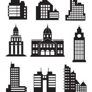 City silhouette, city skyline, building silhouette, city clipart, skyline clipart, house clipart, town clipart, city SVG, city PNG