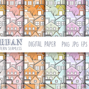 City Digital Paper: Colorful Building Patterns (Digital Download)