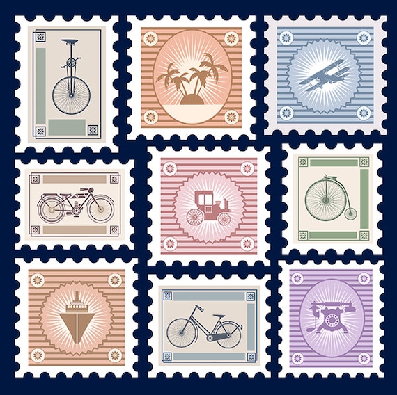 Vintage retro united states postage stamps Vector Image