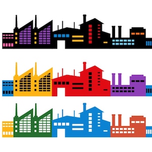 City multicolor buildings silhouette of a city buildings clipart silhouette transparent background  vector buildings file svg, png, dxf, eps