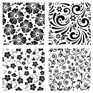 Silueta de patrón floral sin costuras de una silueta de clipart floral, patrón de vector floral, archivo svg, png, eps