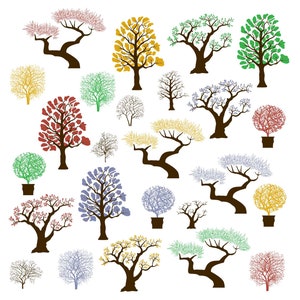 Tree Silhouettes Clipart, tree clipart, tree silhouettes, family tree clipart, tree graphic, family tree svg, tree cut file, olive tree