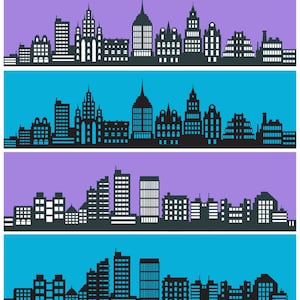 City Silhouette, Urban skyline clipart, urban skyline, sunset clipart, landscape clipart, landscape, Buildings PNG, skyscrapers png