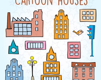 Cartoon City Building Clipart: Home & Urban Design (Digital Download)