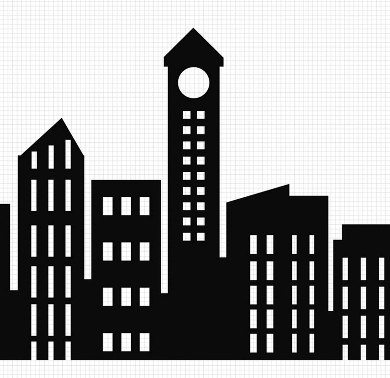 City skyline clipart, superhero buildings, and building City silhouette PNG SVG Clip art of skyscrapers and superhero city constructions image 5