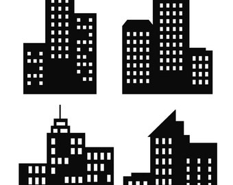 City silhouette, city skyline, building silhouette, city set, skyline clipart, house set, town SVG, city SVG, city PNG