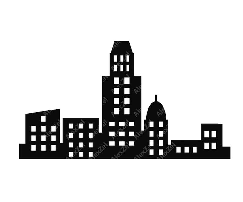 City skyline clipart, superhero buildings, and building City silhouette PNG SVG Clip art of skyscrapers and superhero city constructions image 3