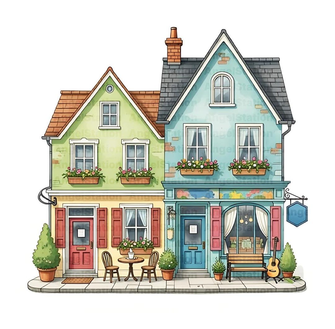 24 PNG Watercolor Houses Clipart – Cozy Cottage & Home Illustrations - Etsy