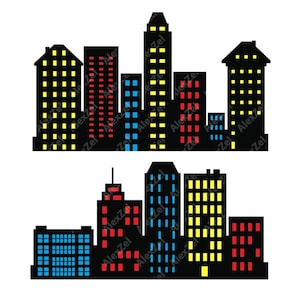 City clipart superhero buildings Skyline 9*5,4 feet  buildings SVG silhouette city PNG Skyscraper clip art superhero city buildings