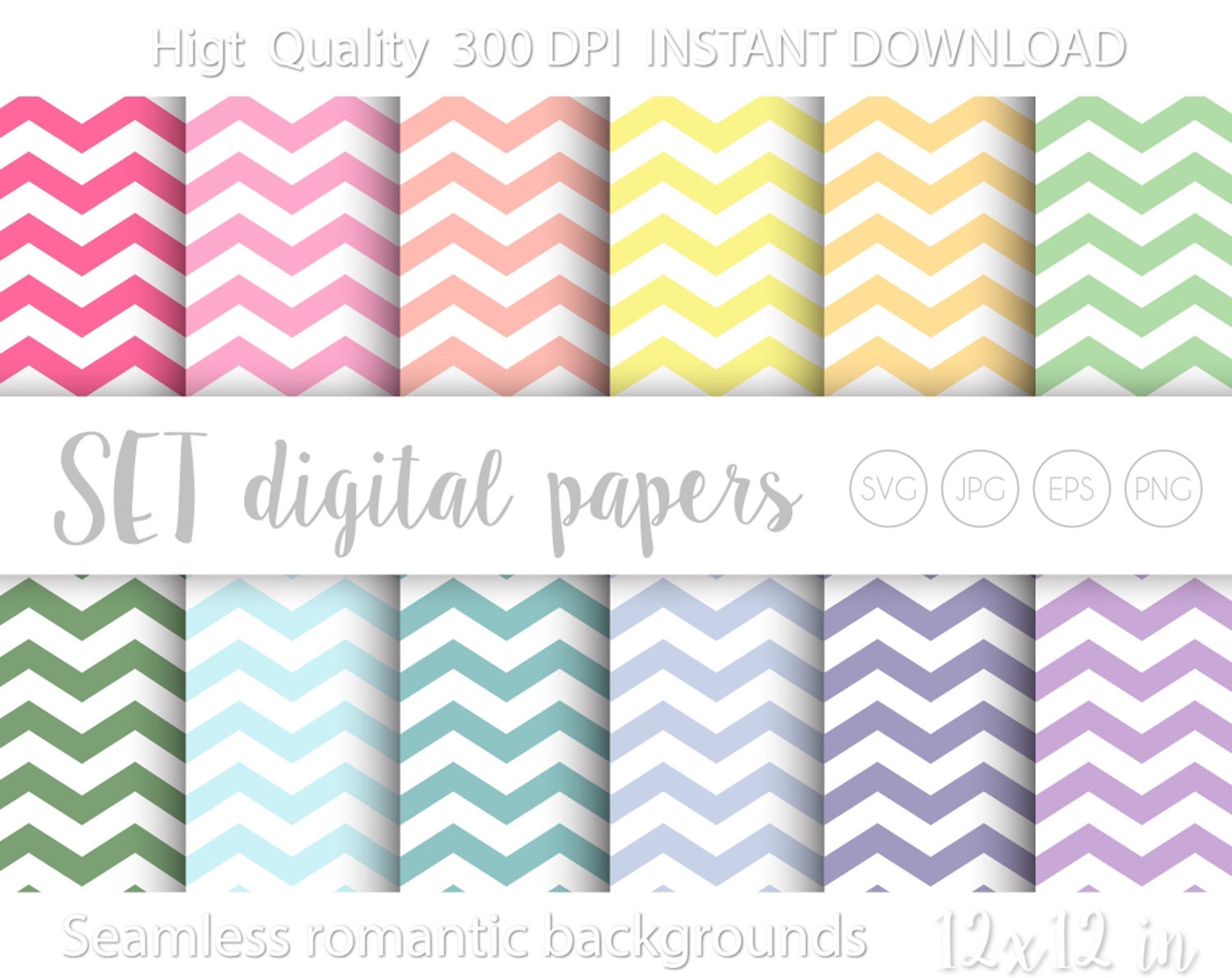 Zigzag Digital Papers Printable Pink White Blush Zigzag Etsy