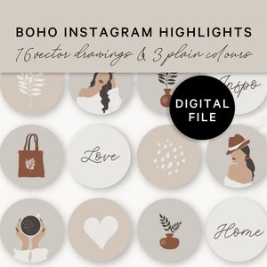 Boho Instagram Highlight Icons, Instagram Highlight cover, Minimal Highlight Cover, Bohemian Icons