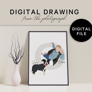 Personalized Illustration, Childs Portrait with Letter, Custom Minimalist Portrait, Faceless Portraits