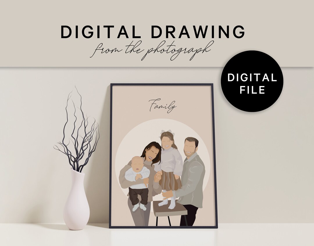 Digital Custom Family Illustration, Mother and Father Illustration ...