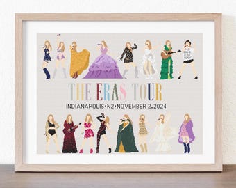 Taylor Cross Stitch, Eras Cross Stitch, TTPD Cross Stitch, Music Cross Stitch, Tour Cross Stitch, Music Lover Gift, Iconic Outfits