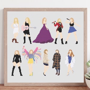 Music Cross Stitch, Taylor Cross Stitch, Subversive Cross Stitch Pattern, Sassy Cross Stitch, Music Lover, Concert Tour Cross Stitch