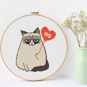 Snarky Cross Stitch, Meme Cross Stitch, Fat Cat Cross Stitch Pattern, Kitten Embroidery, Cute Cat Cross Stitch