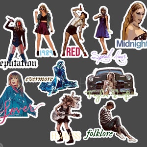 T sticker pack; Taylor Swift; Debut; Fearless; Speak Now; Red; 1989;  Reputation; Lover Sticker for Sale by atms6